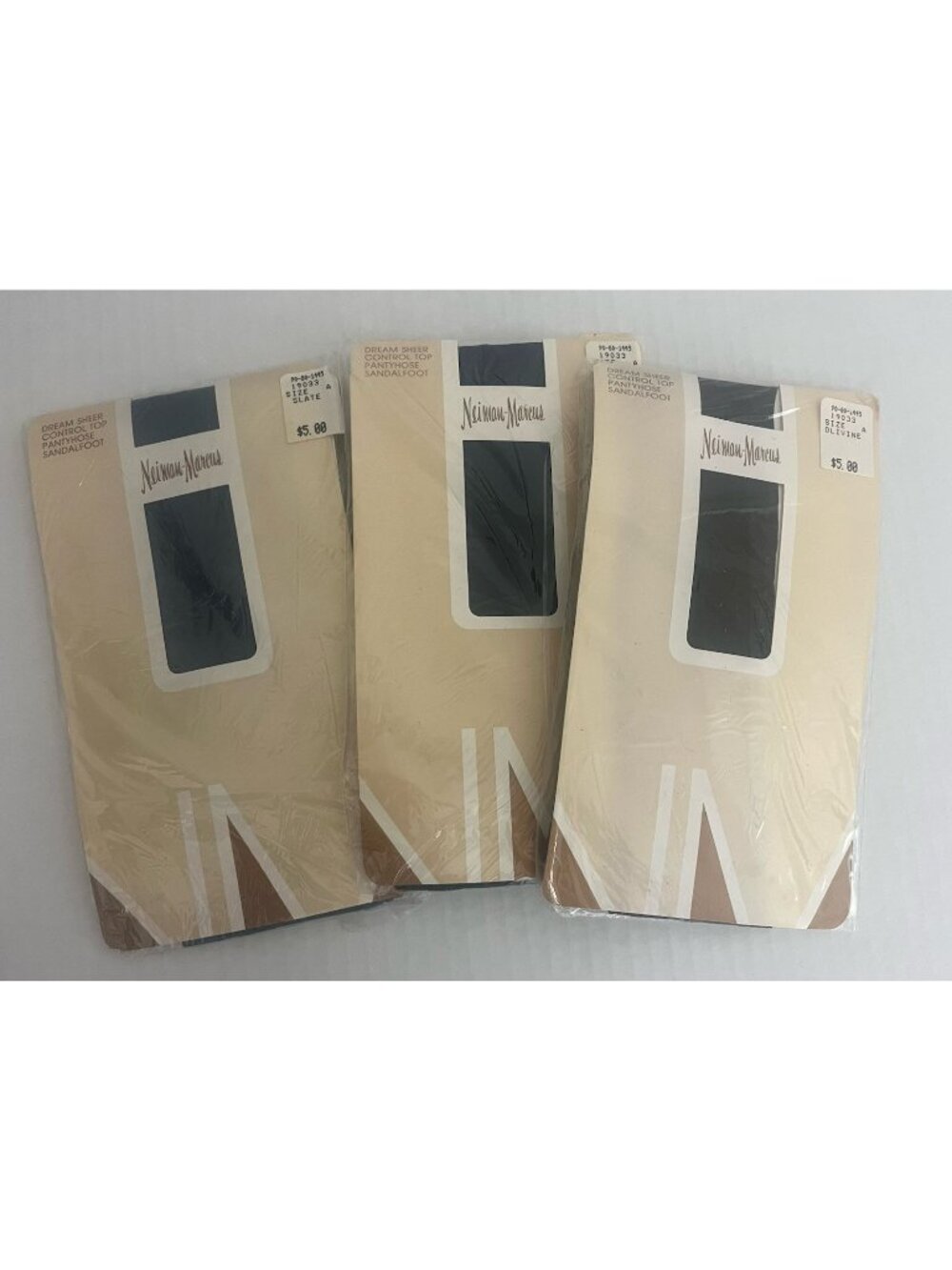 Neiman Marcus Dream Sheer Control Top Pantyhose Size A Olivine Navy Slate 3pk
